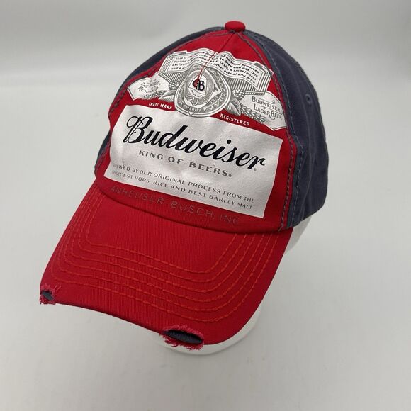 Budweister Distressed Baseball Cap King of Beers Low Profile Adjustable Strap - Picture 2 of 9